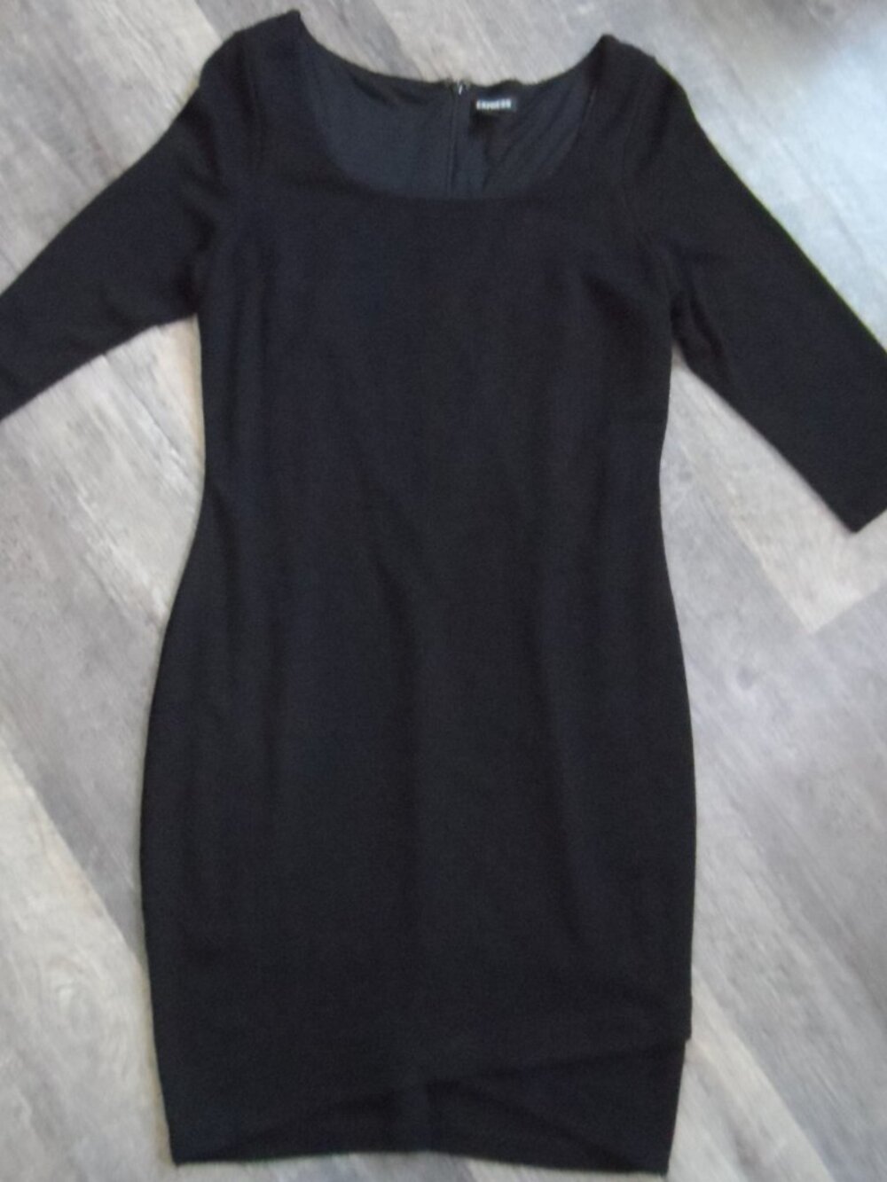 Express Midi Dress Black 3/4 Sleeve Square Neck Size Lg